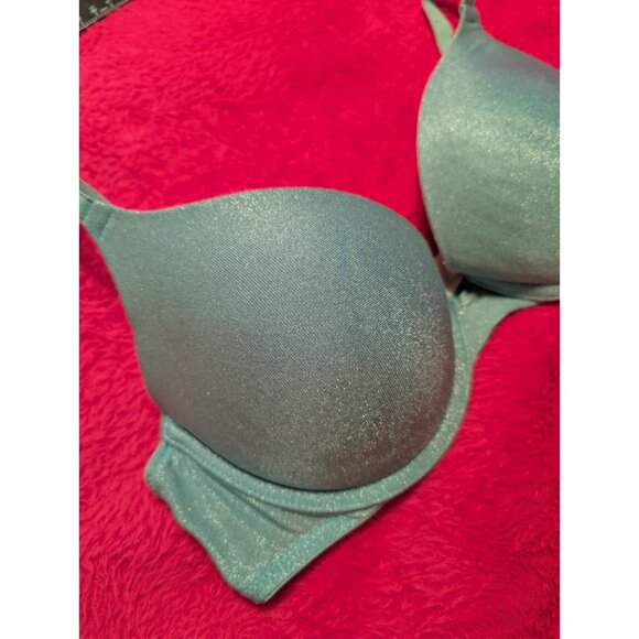 Victoria's Secret PINK Wear Everywhere Push Up Bra 36B Mint Green Shimmer... - Picture 4 of 8